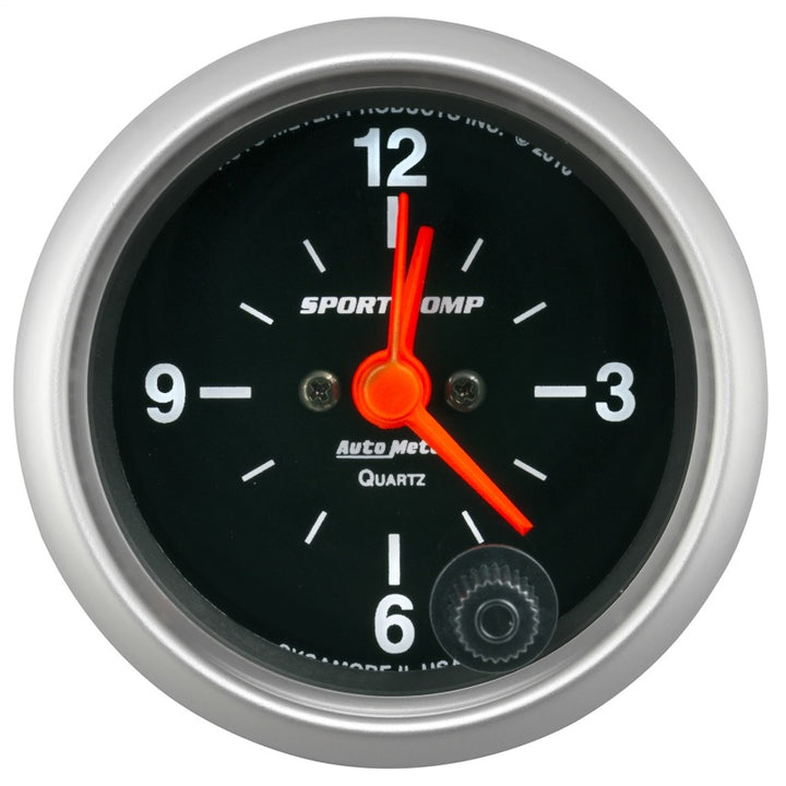 Autometer Sport-Comp 2-1/16in. 12 Hour Analog Clock Gauge - Bull Strap