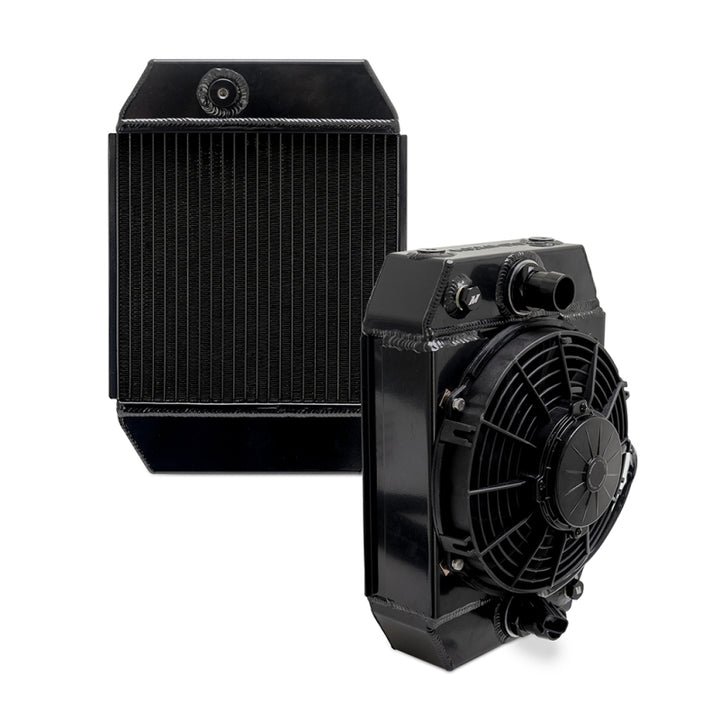 Mishimoto Universal Drag Race Performance Aluminum Radiator - Black - Bull Strap
