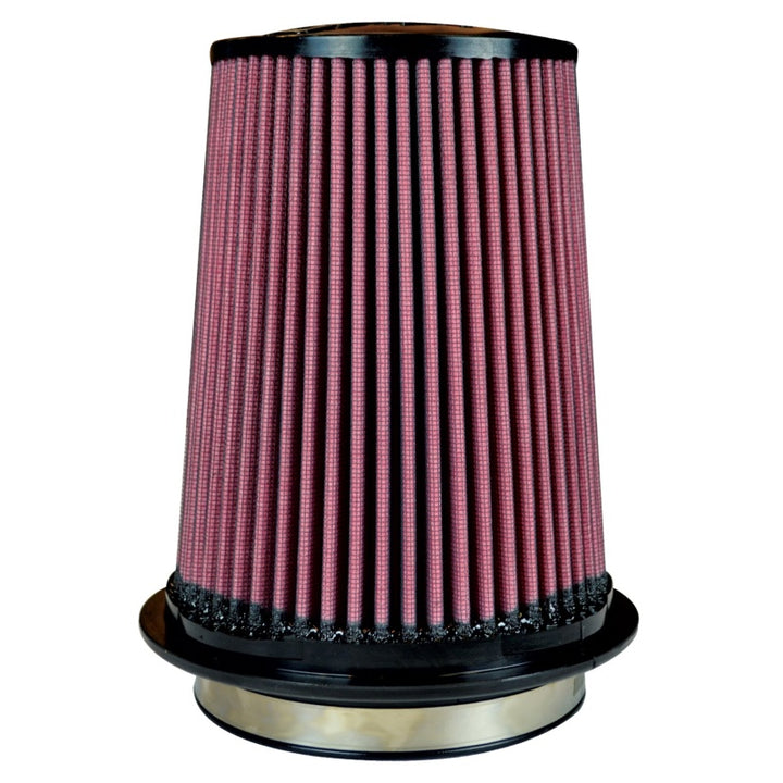 Injen Oiled Air Filter 5.0in Flange ID / 7.0in Twist Lock Base / 7.9in Media Height / 5.0in Top - Bull Strap