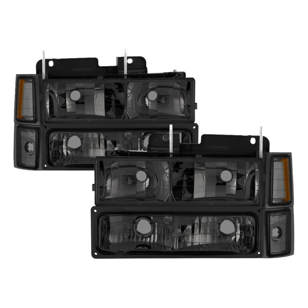 xTune Chevy Suburban 94-98 Headlights w/ Corner & Parking Lights 8pcs Smoked HD-JH-CCK88-AM-SM-SET - Bull Strap