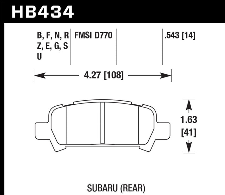 Hawk 02-03 WRX / 05-08 LGT D770 HP+ Street Rear Brake Pads - Bull Strap