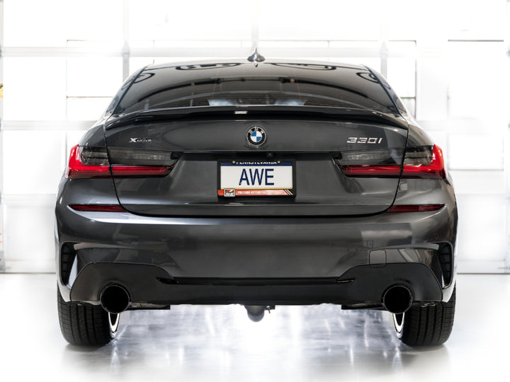 AWE 19-23 BMW 330i / 21-23 BMW 430i Base G2X Touring (Excl.Conv) Axle Back Exhaust - Diamond Black - Bull Strap