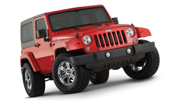 Bushwacker 07-18 Jeep Wrangler Pocket Style Flares 2pc - Black - Bull Strap