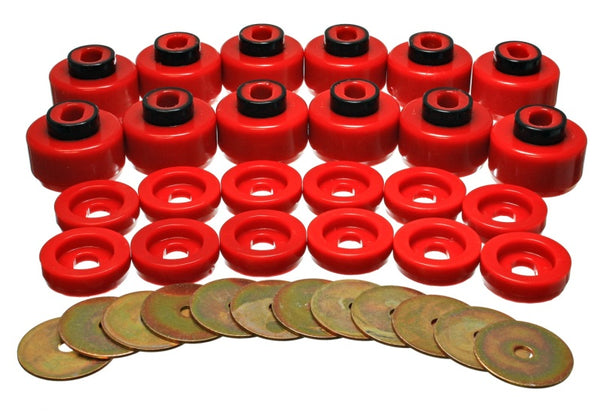 Energy Suspension Body Mount Set - Red - Bull Strap