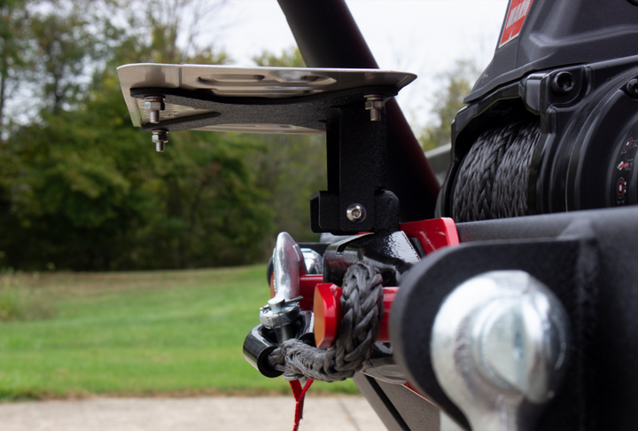 Fishbone Offroad 2018+ Jeep Wrangler JL - Black Aluminum Hawse Fairlead License Plate Mount - Bull Strap