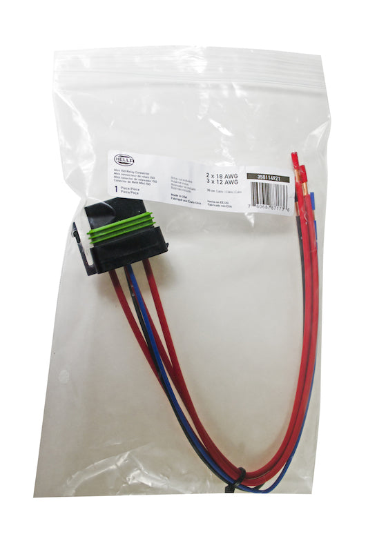 Hella Relay Connector ISO Mini Weatherproof w/ 12in Leads - Bull Strap