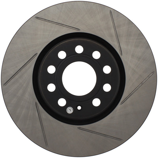 StopTech Power Slot 06-10 Audi A3 / 08-10 TT / 06-09 VW GTI Mlk V/Passat Left Front Slotted Rotor - Bull Strap