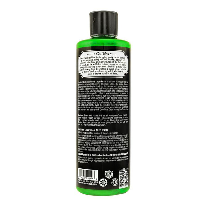 Chemical Guys Honeydew Snow Foam Auto Wash Cleansing Shampoo - 16oz - Bull Strap