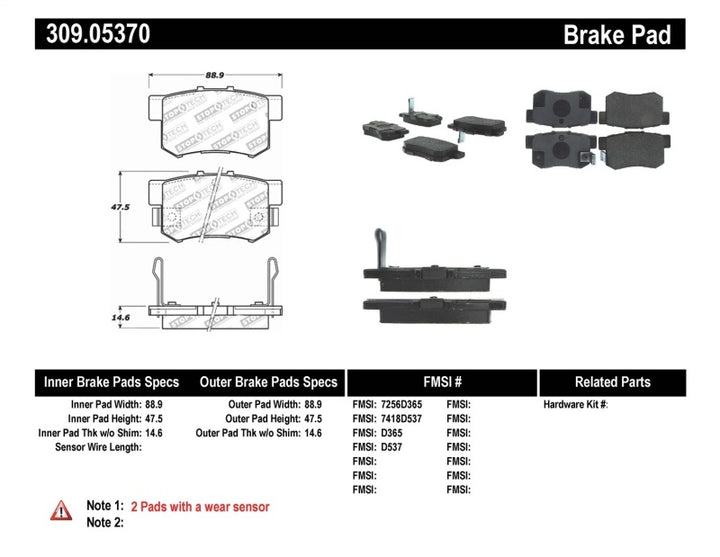 StopTech Performance 00-09 Honda S2000 / 92-07 Accord / 04-10 Acura TSX / 02-06 RSX Rear Brake Pads - Bull Strap