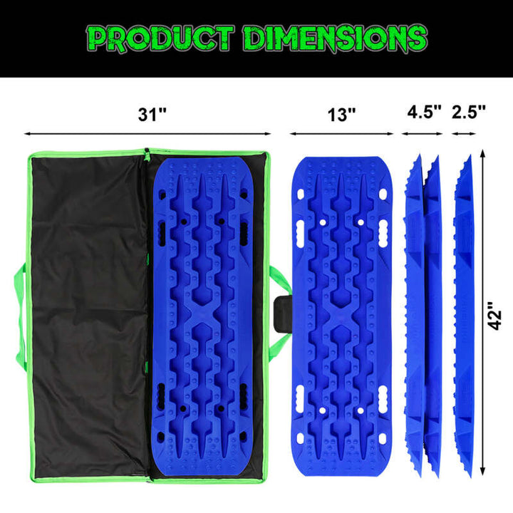 Rhino USA Recovery Traction Boards - Blue (Pair) - Bull Strap