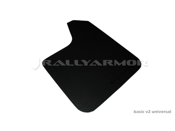 Rally Armor Universal Fit (No Hardware) Basic Black Mud Flap w/ Black Logo - Bull Strap
