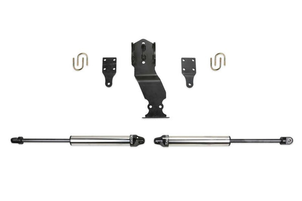 Fabtech 17-21 Ford F250/F350 4WD Dual Steering Stabilizer System w/DL 2.25 Shocks - Bull Strap