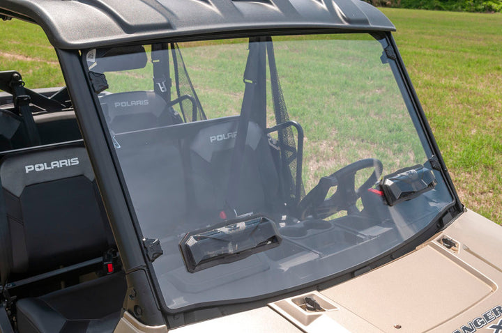 Seizmik 15-23 Polaris Ranger 500/ 570/ EV Mid-Size Pro-fit Tool-Less Windshield Vented Poly UV - Bull Strap