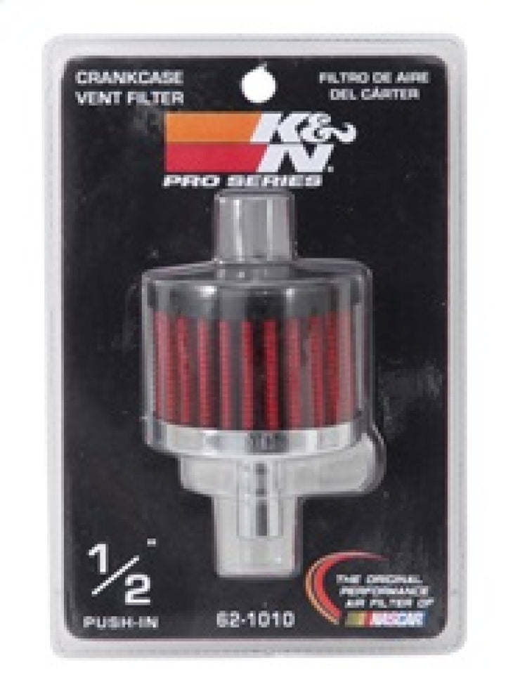 K&N Steel Base Crankcase Vent Filter .5in Vent OD x 2in OD x 1.5in Height - Bull Strap