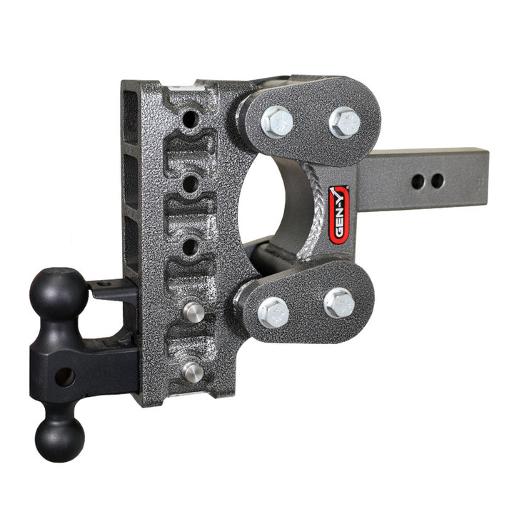 Gen-Y The Boss Torsion-Flex 2.5in Shank 7.5in Drop 16K Hitch w/GH-051 Dual-Ball/GH-032 Pintle Lock - Bull Strap