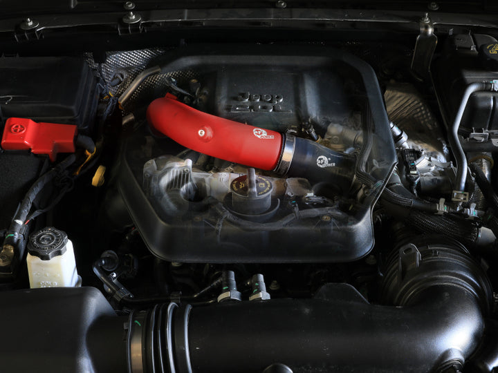 aFe 2024+ Jeep Wrangler JL L4-2.0L (t) BladeRunner 2-1/2in Aluminum Hot Charge Pipe - Red - Bull Strap