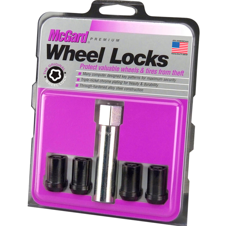 McGard Wheel Lock Nut Set - 4pk. (Tuner / Cone Seat) M12X1.25 / 13/16 Hex / 1.24in. Length - Black - Bull Strap