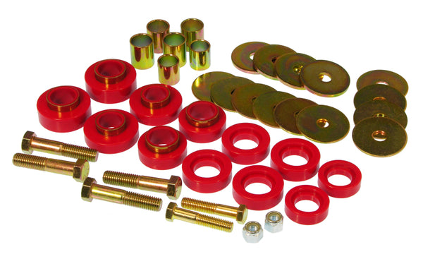 Prothane 67-81 Chevy Camaro Body Mount Kit w/ Hardware - Red - Bull Strap