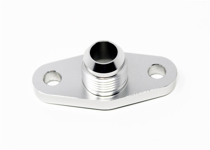Torque Solution Billet Offset Oil Drain Flange w/ Integrated -10AN Flange: T3/T4 & PTE/Borg Turbo - Bull Strap