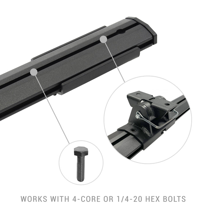 Go Rhino 15-22 Ford F-150 / 07-21 Toy. Tundra XRS Cross Bars Kit - Tex Blk (Attch Tonneau Cvr T-Trk) - Bull Strap