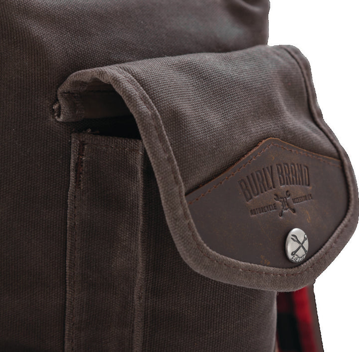 Burly Brand Voyager Sissy Bar Backpack - Dark Oak - Bull Strap