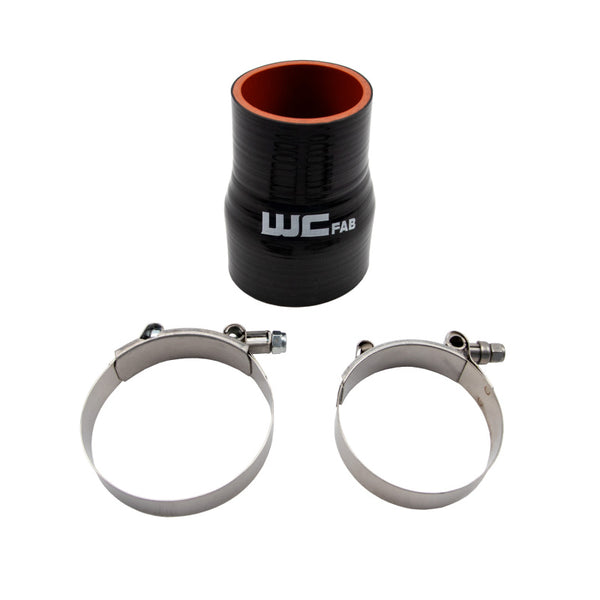 Wehrli 2.375in x 3in ID Straight Reducer 4.5in Long Silicone Boot and Clamp Kit - Bull Strap