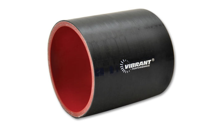 Vibrant 2-1/8in I.D. x 3in Long Gloss Black 4 Ply Aramid Reinforced Silicone Hose Coupling - Bull Strap