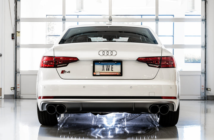 AWE Tuning Audi B9 S5 Sportback Track Edition Exhaust - Non-Resonated (Black 102mm Tips) - Bull Strap