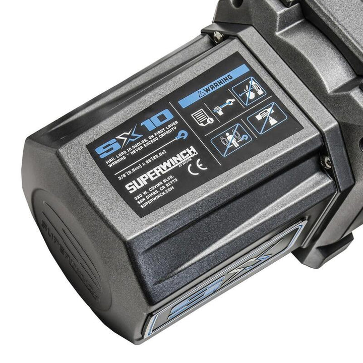 Superwinch 10000 LBS 12V DC 3/8in x 85ft Wire Rope SX 10000 Winch - Bull Strap