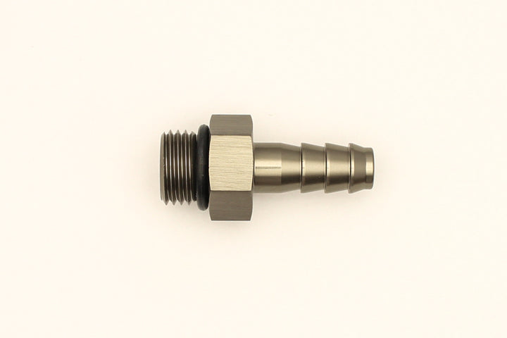 DeatschWerks 6AN ORB Male To 5/16in. Male Triple Barb Fitting (Incl. O-Ring) - Bull Strap
