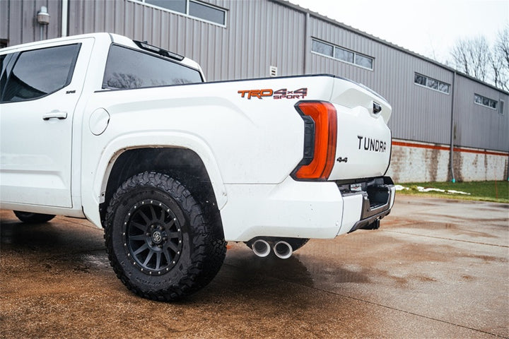 Corsa 22-25 Toyota Tundra 4WD 3in Sport Cat-Back Side Exit Exhaust System w/ Twin 4in Polished Tips - Bull Strap