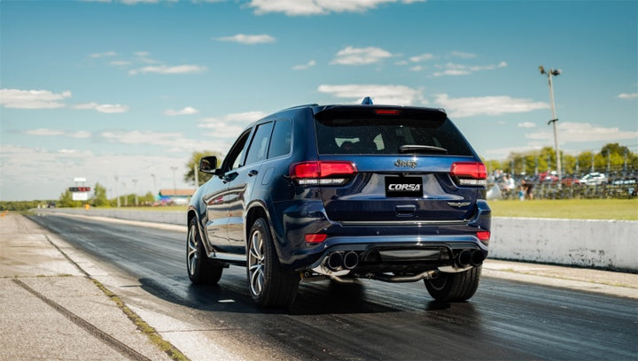 Corsa 2018-2021 Jeep Grand Cherokee TrackHawk 6.2L Xtreme Cat-Back Dual Rear Exit w/4.5in BlackTips - Bull Strap