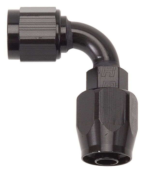 Russell Performance -6 AN Black 90 Degree Full Flow Hose End - Bull Strap