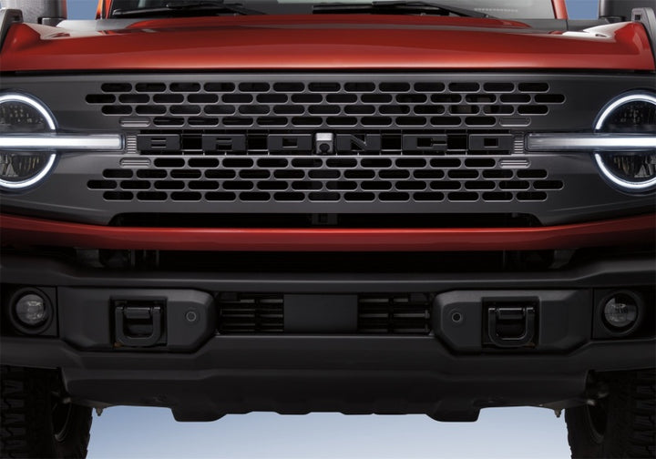 Ford Racing 2021+ Bronco Grille Lettering Overlay Kit - Black - Bull Strap