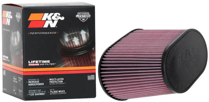 K&N Universal Rubber Filter 4in FLG 9IN x 5-3/4IN B / 7 x 4-1/2IN T / 7-1/2IN H - Bull Strap