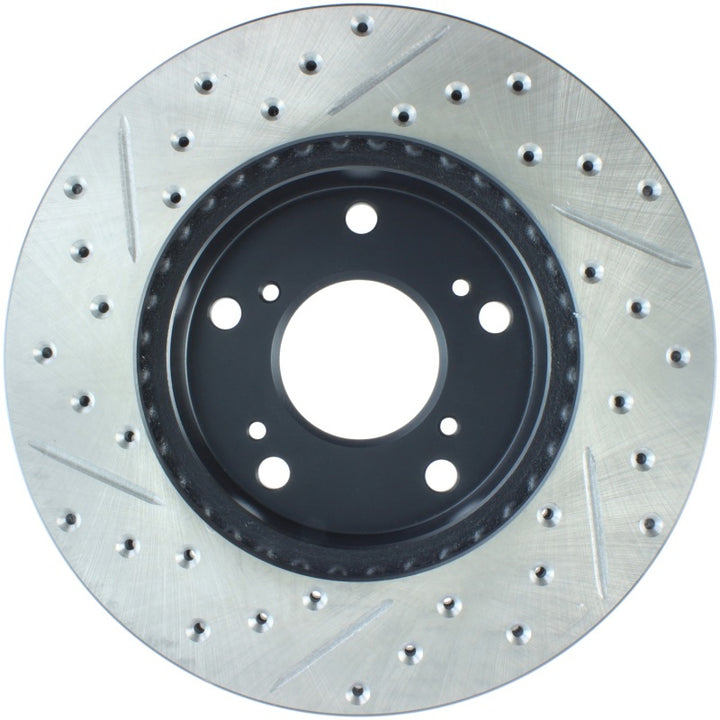 StopTech 02-06 Acura RSX Slotted & Drilled Left Front Rotor - Bull Strap