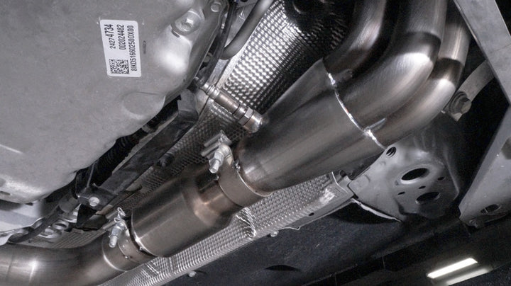 Stainless Works 2016-18 Cadillac CTS-V Sedan Headers 2in Primaries 3in Catted Leads Into X-Pipe - Bull Strap