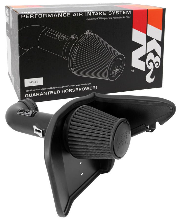K&N 10-13 Chevy Camaro 6.2L V8 Black Performance Intake Kit - Bull Strap