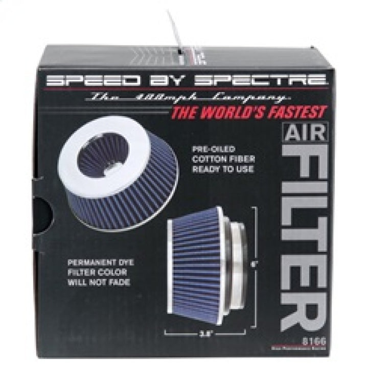 Spectre Adjustable Conical Air Filter 2-1/2in. Tall (Fits 3in. / 3-1/2in. / 4in. Tubes) - Blue - Bull Strap
