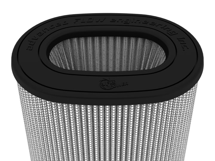aFe Magnum FLOW Pro DRY S Air Filter 6.75x4.75 Flange 8.25x6.25 Base (Mt2) 7.25x5 Top 8.5 Height - Bull Strap
