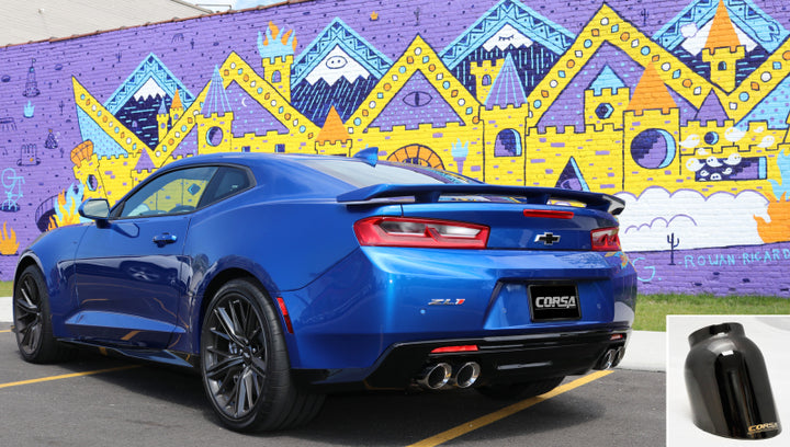 Corsa 2017-2024 Chevrolet Camaro SS 6.2L V8 2.75in Black Xtreme Axle-Back Exhaust - Bull Strap
