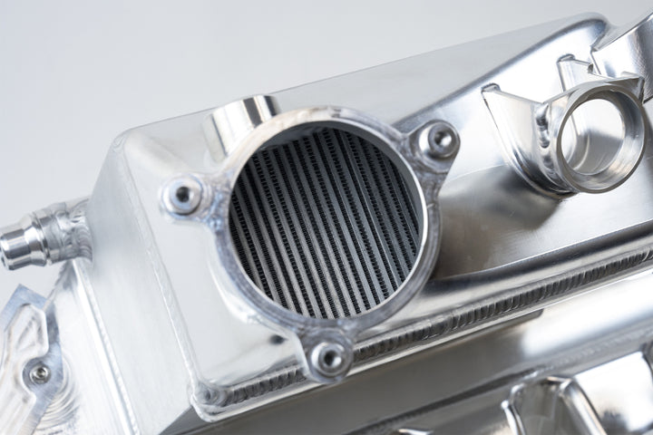CSF BMW M2/M3/M4 S58 Comp & Non-Comp (G8X) Charge-Air Cooler Manifold - Raw Billet - Bull Strap