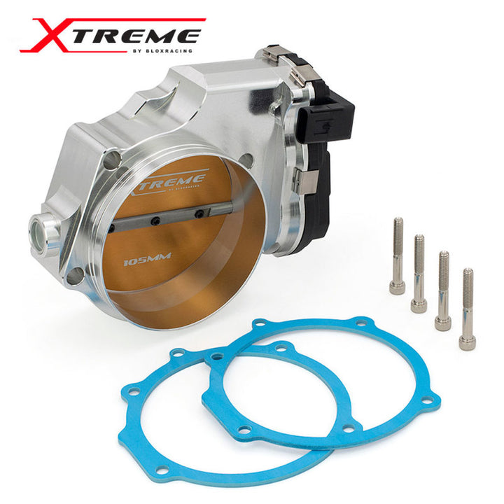 BLOX Racing 2015+ Dodge Hellcat / Jeep Trackhawk 6.2L 105mm Electronic Billet Throttle Body - Silver - Bull Strap