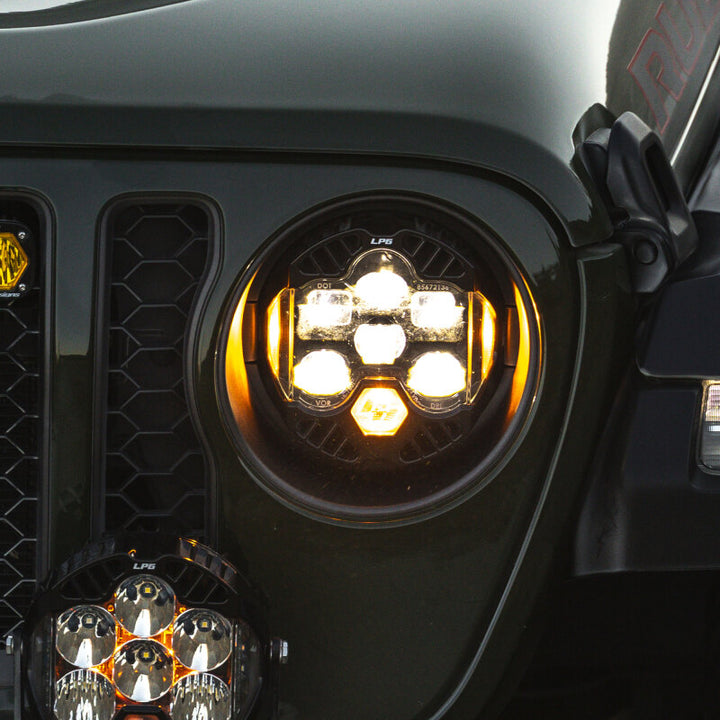 Baja Designs 18-25 Jeep Wrangler JL/20-25 Gladiator JT (w/Halogen) DOT LP6 LED Headlight Kit - Amber - Bull Strap