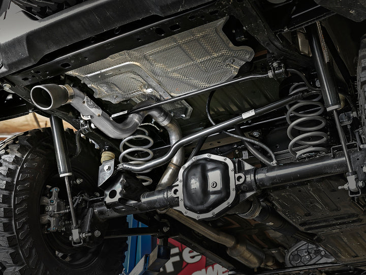 aFe MACH Force-Xp Axle-Back Exhaust System w/Black Tip 18-20 Jeep Wrangler L4-2.0T / V6-3.6L - Bull Strap