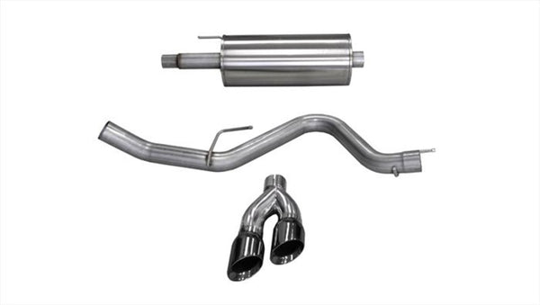 Corsa 2015-2020 Ford F-150 5.0L V8 (Super Crew Cab) Black Sport Single Side Dual 4in Tips CB Exhaust - Bull Strap