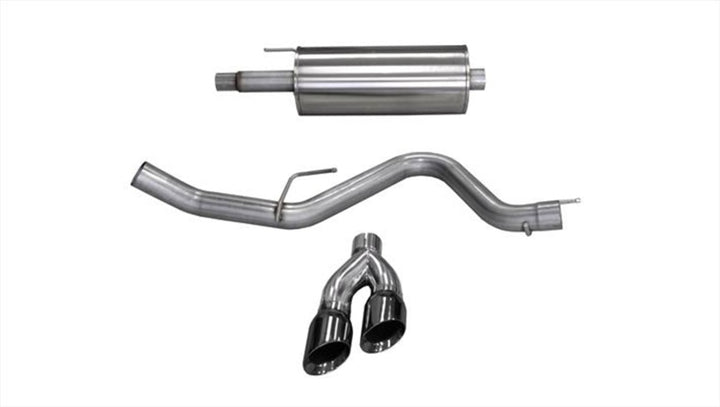 Corsa 2015-2020 Ford F-150 5.0L V8 (Super Crew Cab) Black Sport Single Side Dual 4in Tips CB Exhaust - Bull Strap