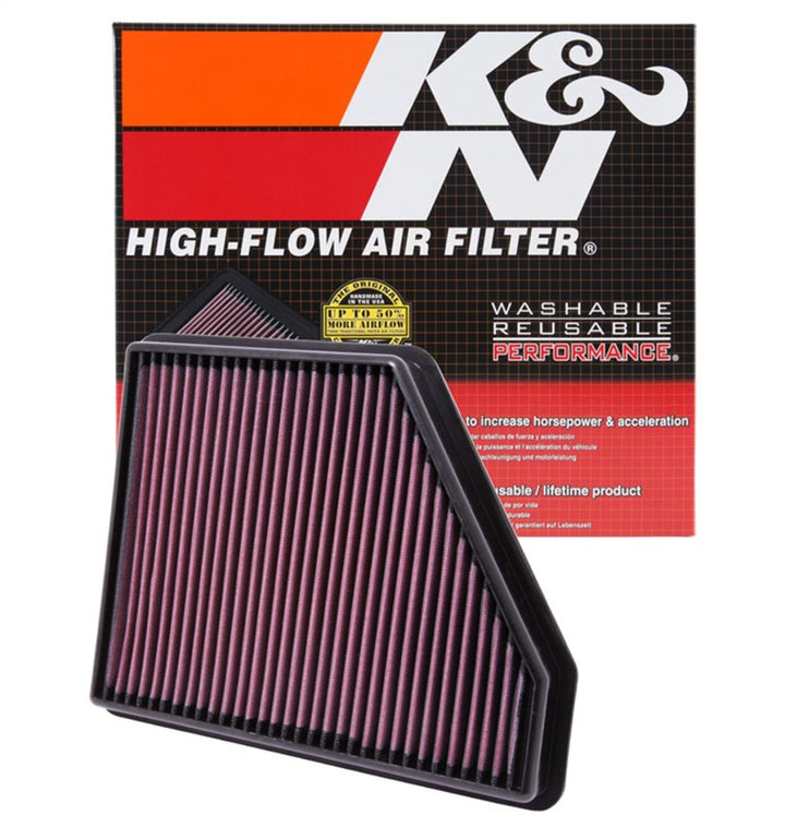 K&N 10 Chevy Camaro 3.6/6.2L Drop In Air Filter - Bull Strap