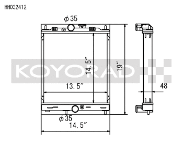 Koyo 03-07 Mitsubishi Evolution 7/8/9 Turbo (MT) Half-Size RACE  Radiator - Bull Strap