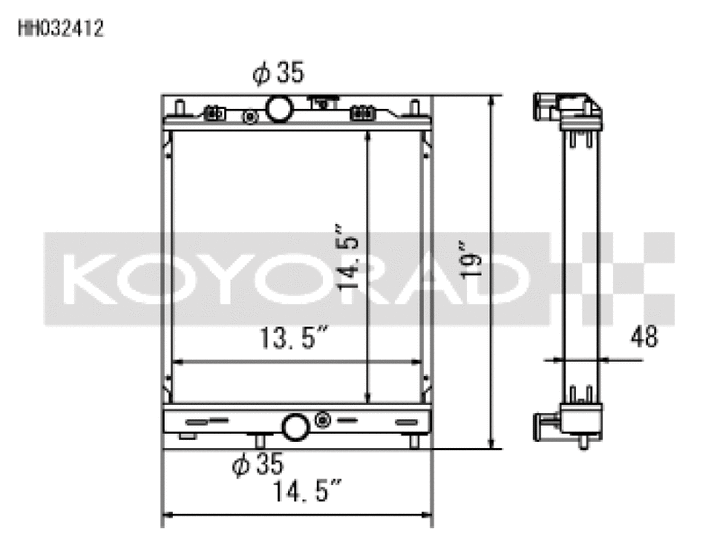 Koyo 03-07 Mitsubishi Evolution 7/8/9 Turbo (MT) Half-Size RACE  Radiator - Bull Strap